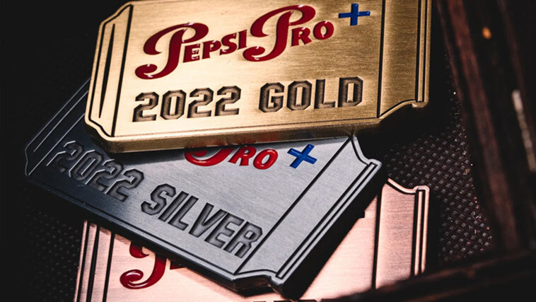 Gold and silver Pepsi Pro award coins engraved 2022 Gold and 2022 Silver